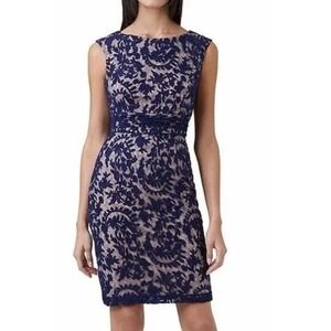 Simply Liliana Sheer Lace Sheer Sheath Dress 4 Blue Purple Embroidery Floral